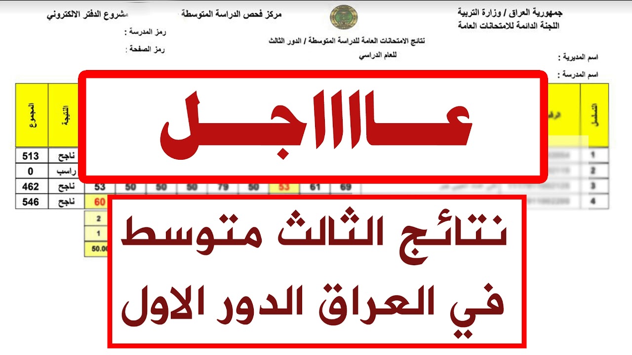 رابط مباشر .. استخراج نتائج الثالث المتوسط 2025 الدور الاول بصيغة PDF لجميع المحافظات العراقية عبر موقع نتائجنا المعتمد