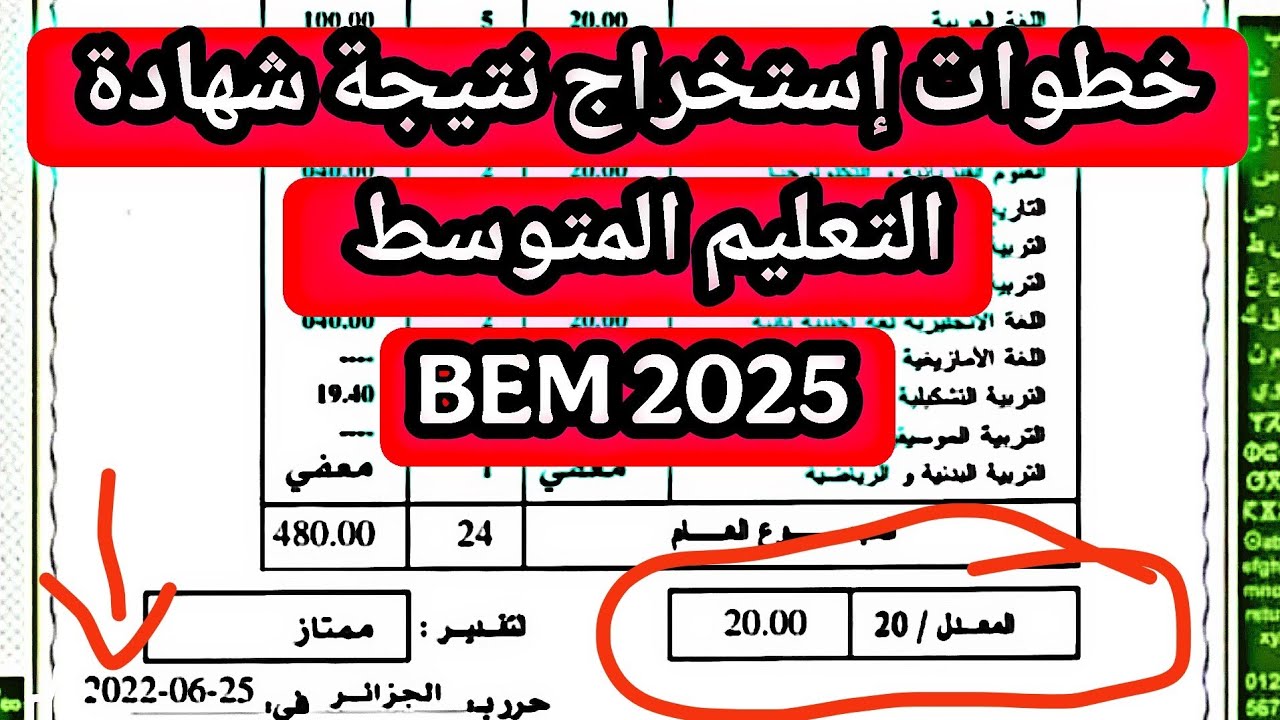 لينك نتائج شهادة التعليم المتوسط 2025 البيام من الديوان الوطني للامتحانات والمسابقات