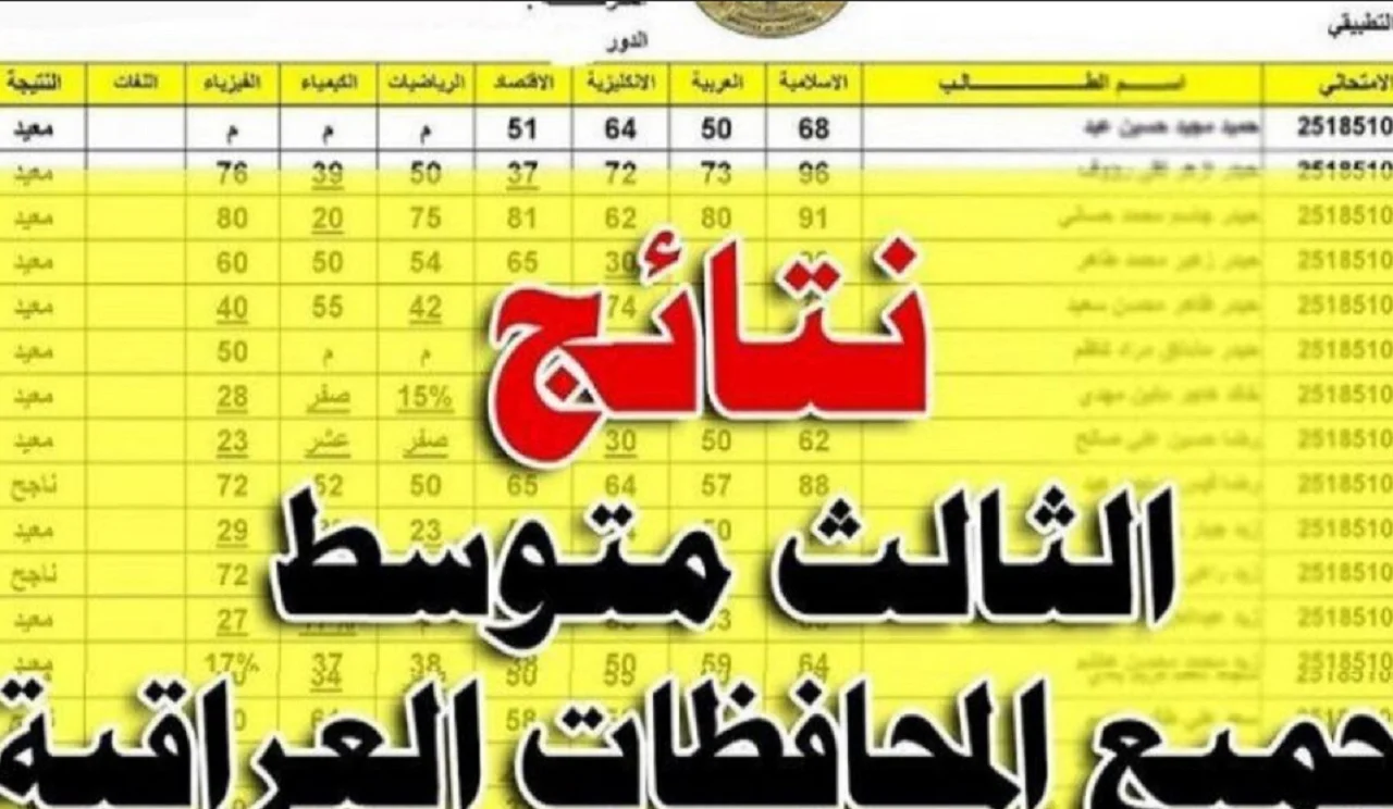 استعلم الآن بالرقم الامتحاني نتائج الثالث متوسط 2025 الدور الأول عبر بوابة وزارة التربية وموقع نتائجنا لكل محافظات العراق